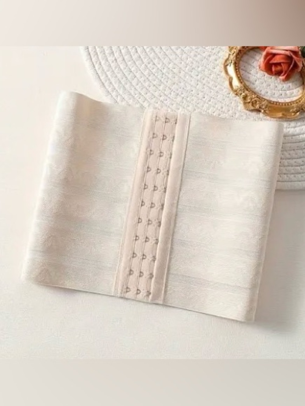 Beige Waist Trainer with Hook-and-Eye Closure